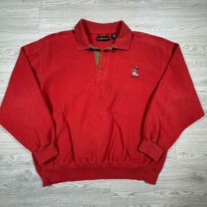 Vintage Page & Tuttle Mens Fleece Pullover Vail Golf Club Red Large Collared